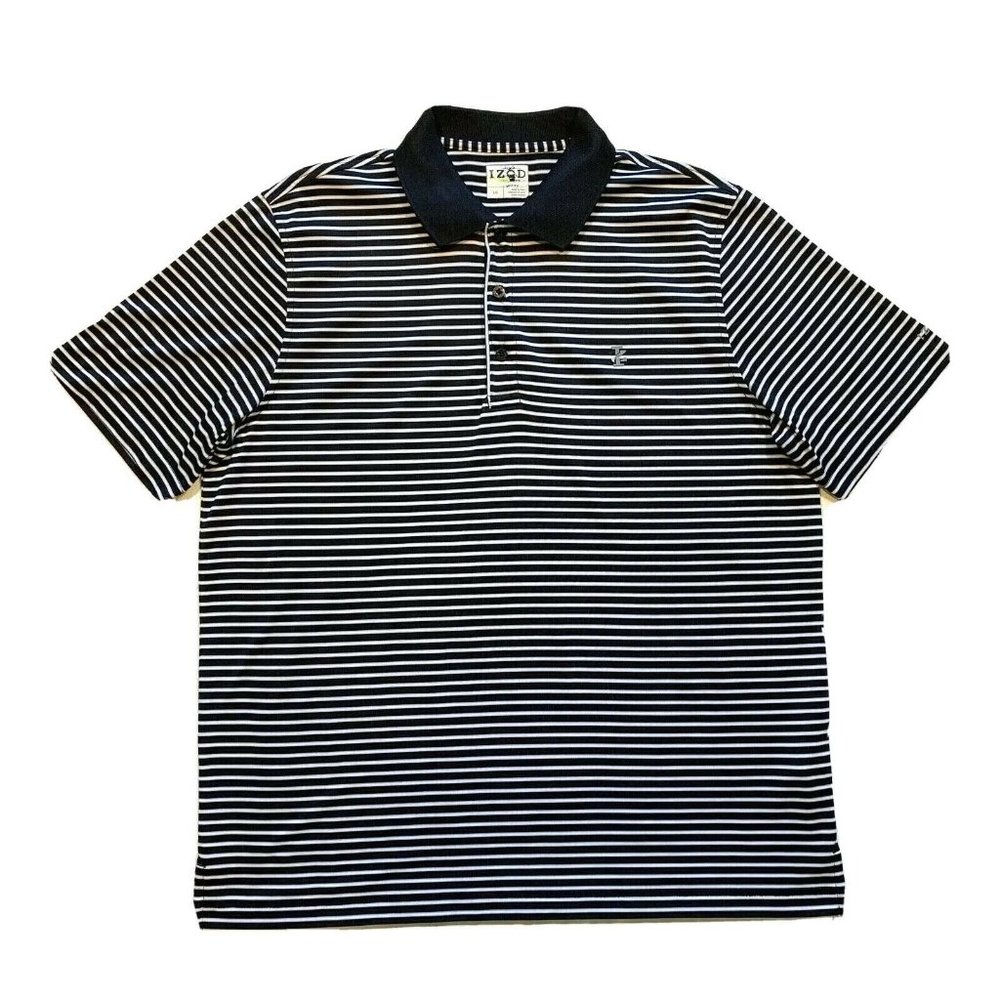 IZOD Golf Polo Shirt Mens Large Performance Tee Short‎ Sleeve Striped Athleisure